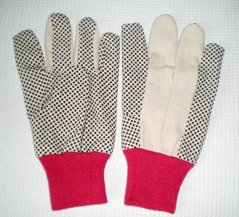 Cotton Drill Polka Pvc Dotted Glove For Mens Aoda Safety Glove