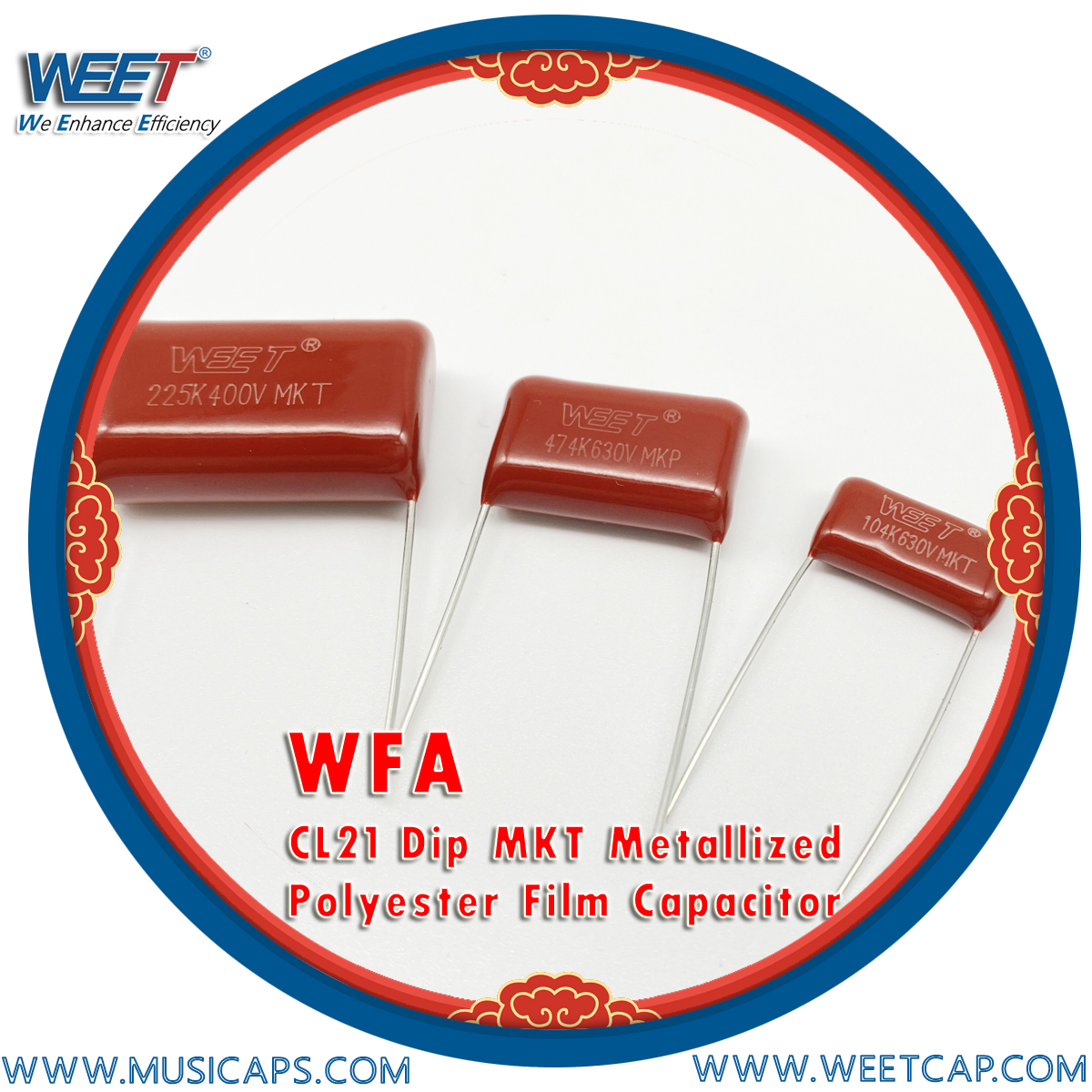 WEET WFA CL21 Dip Coated MKT Metallized Polyester Film Capacitor WEE