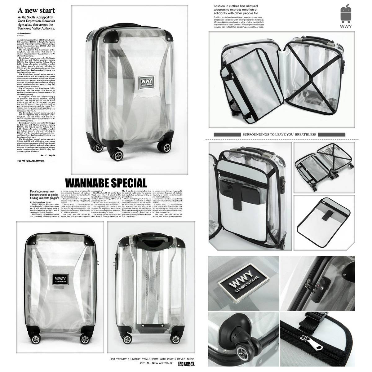 transparent trolley bag