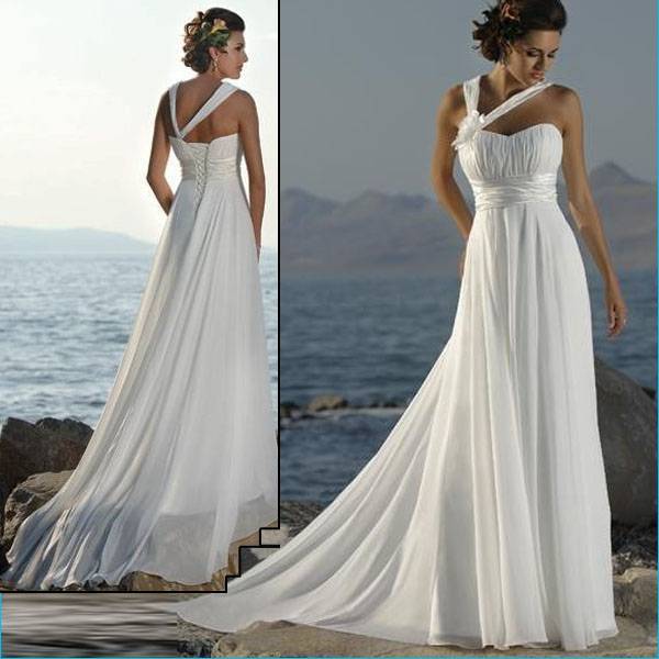 2010 New Maggie Sottero Beach Haltered White Chiffon Wedding Gown