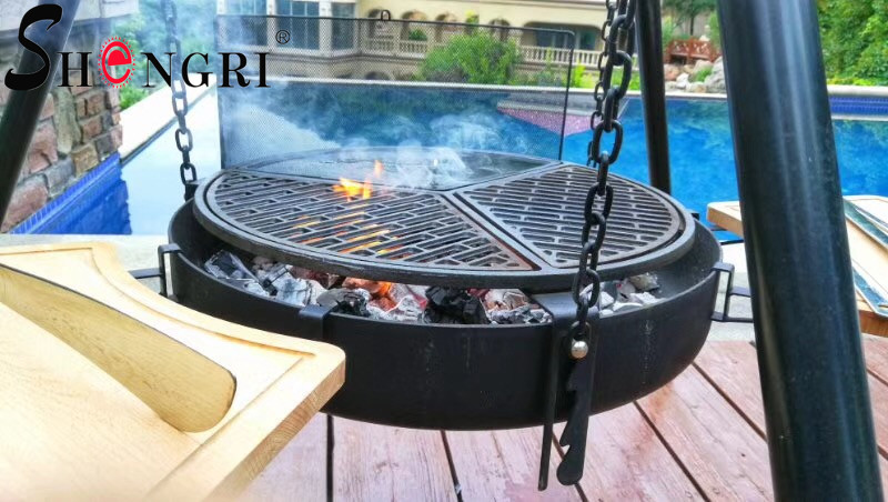 Three Legged Adjustable Outdoor Camping, Hanging Bbq Fire Pit