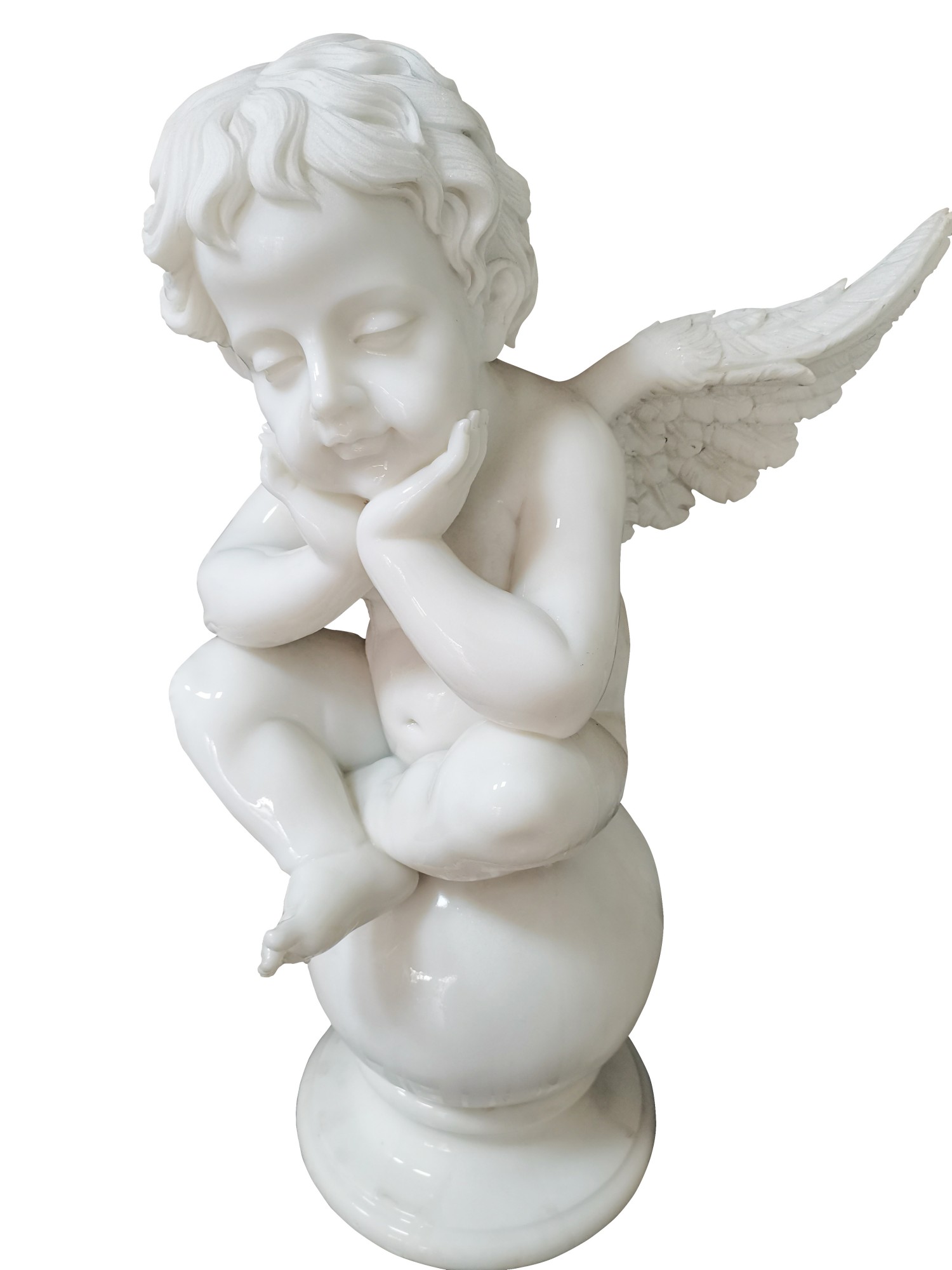 Little Angel Boy Pure White Marble Statue Figure Sculpture - Xiamen ...