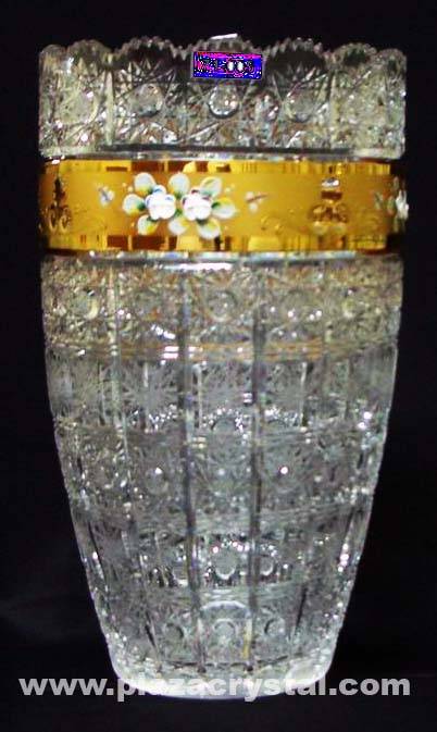 Bohemia Crystal Gold Pk Traditional Vase Plaza Crystal