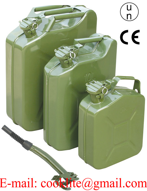 Clever Market Automotive Gas Tank Metal Jerry Can Fuel Steel Tank Holder Military Green NATO Army Solid Gasoline Tank 5 Gallon 20L Set 2 
