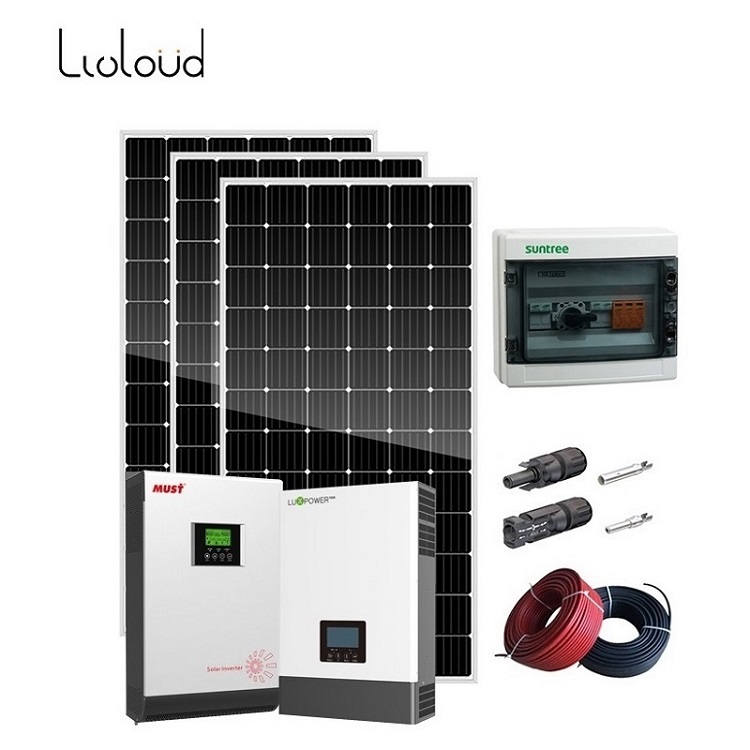 Off Grid 5kw Solar System 5000w Solar Energy System Home Power Kit 5kw 3kw 2kw 5kva Solar System