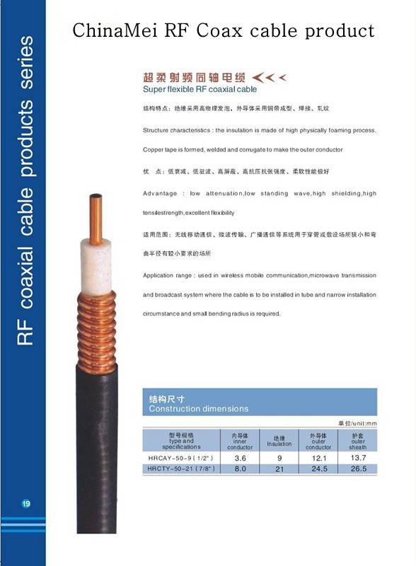 Feeder Cable Rf 1 2 Superflexiable Caoxial Cable Hotelecom