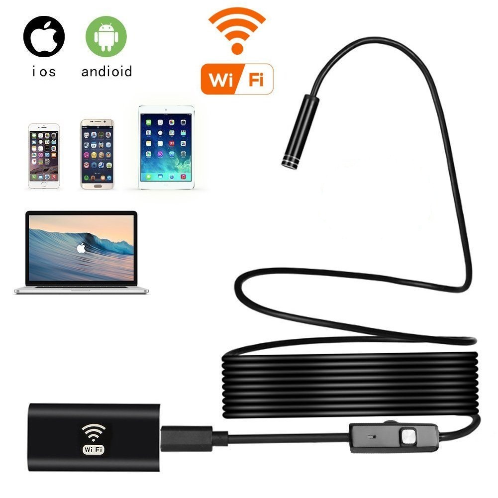Wireless Endoscope WiFi Borescope Inspection Camera for iPhone Android 5M 8LED 