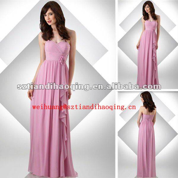 Sweetheart Neckline Empire Waist With Band Pink Bridesmaid Dress ...