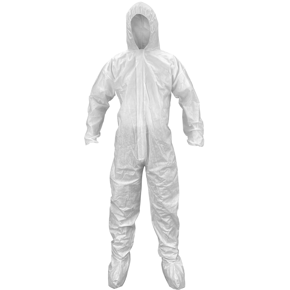 ABC White 55G Microporous X-Large Coverall with Elastic Bands in Hood painting Heavy-Duty Protective Coveralls Waist Cuffs Ankles manufacturing Unisex Disposable Workwear for cleaning