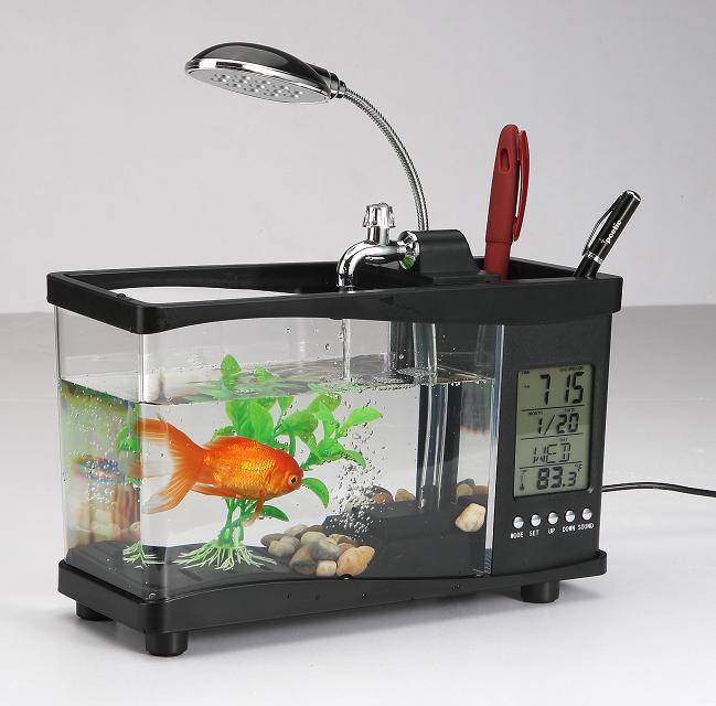 Mini Aquarium Acrylic Fish Tank Usb Mini Desktop Aquarium With Led