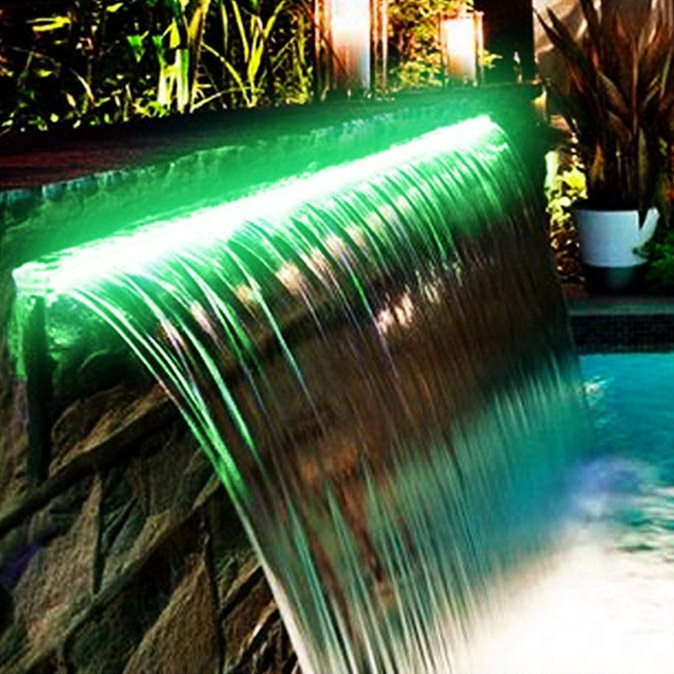 Waterfall Box Pool Fountain Water Pond Stainless Steel Water Spillway Blade 59" 