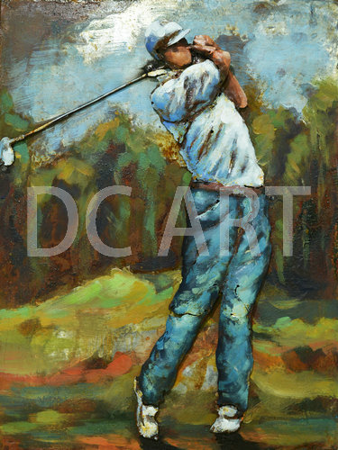 Sport Golf Sculpture 3D Metal Wall Art Acrylic Oil Paintings Handmade ...