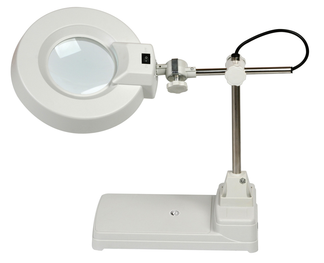 Lighted White Glass 10x Desktop Magnifying Glass Led Lifting Magnifier