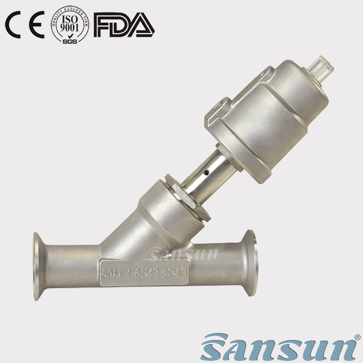 1'' Inch PNEUMATIC SS SANITARY ANGLE SEAT VALVE With TRI CLAMP FITTING DN25 