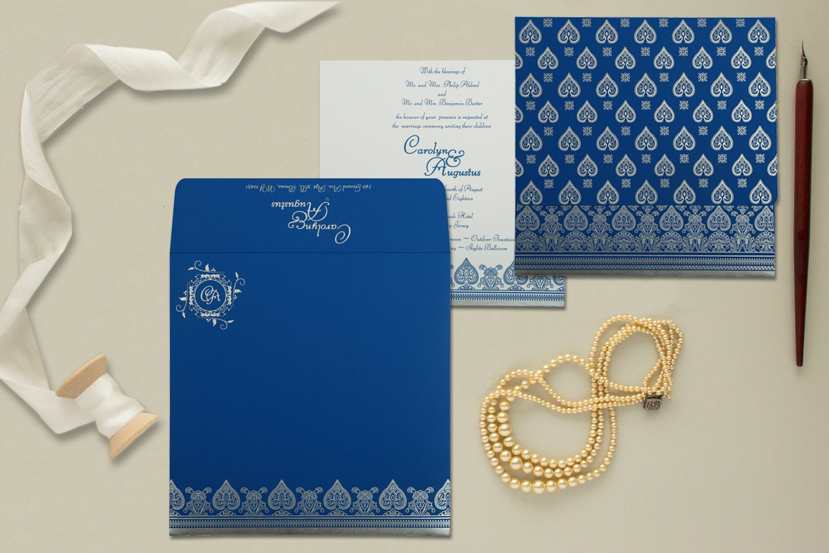 Royal Blue Screen Printing Wedding Invitations