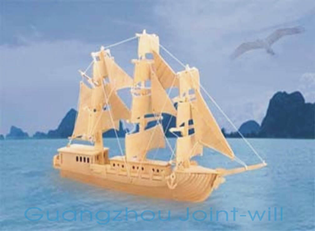 3d wooden puzzle p049 european sailing boat - guangzhou