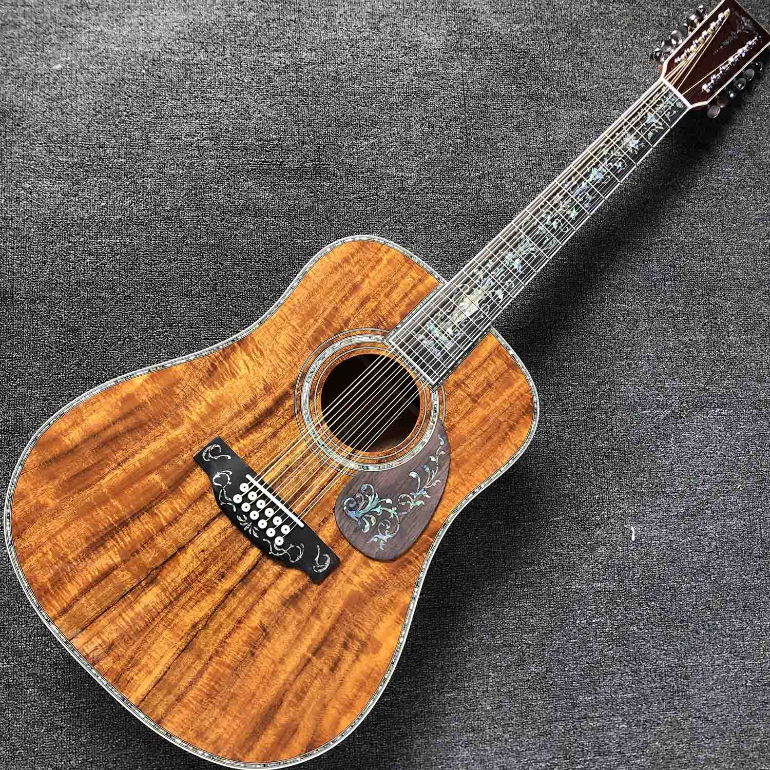 Custom 12 Strings All Koa Wood D Type Acoustic Guitar 41 Inches Real ...