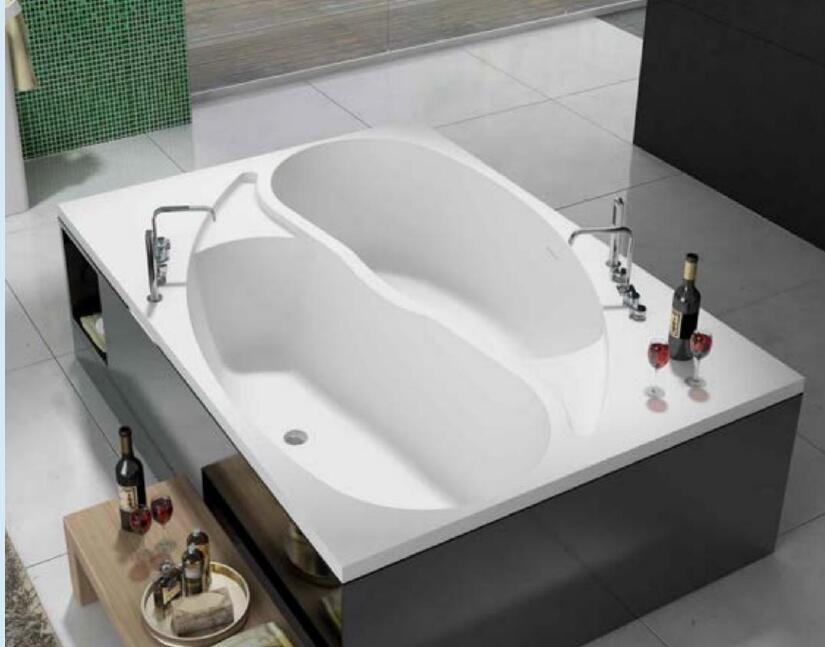 2 Person Solid Surface Freestanding, Freestanding Bathtub For Two