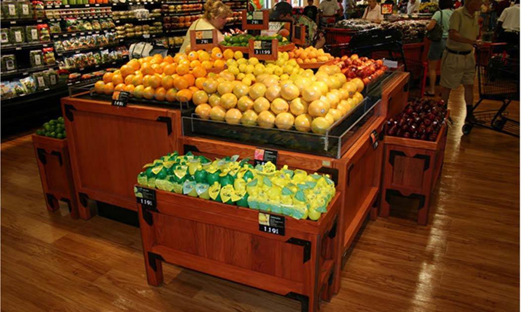 Produce Display Table, Solid Wood Orchard Bins - DoPlus Investment ...