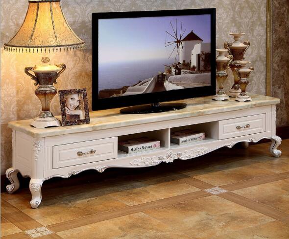 White Solid Wood European Style TV Cabinet - JingchengWanxing
