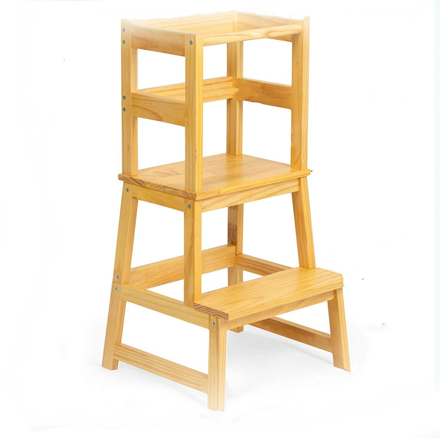 Wooden Kitchen Helper Baby Step Stool Learning Tower Kitchen Step Stool ...