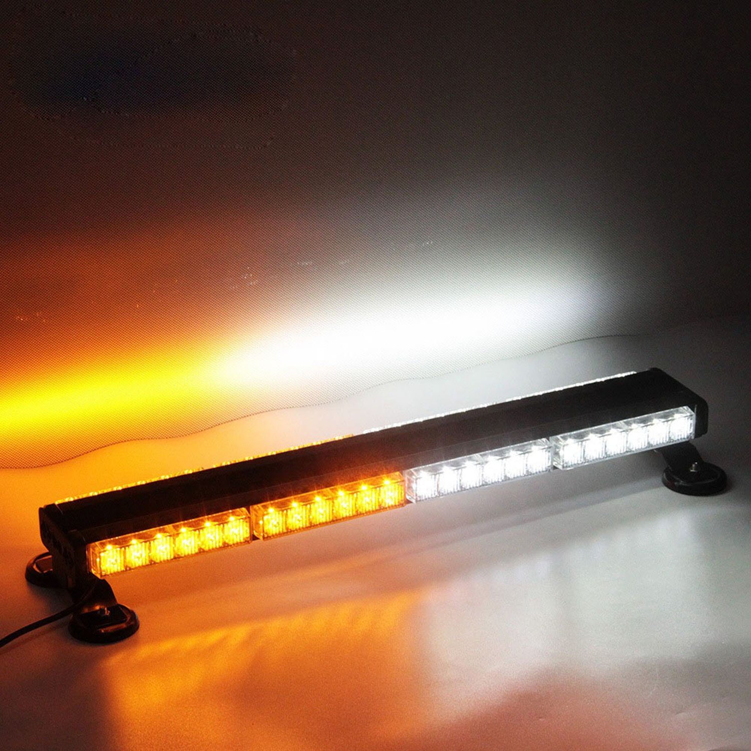 20" 144W LED Amber Emergency Warning Traffic Adviser Roof Top Strobe Light Bar 