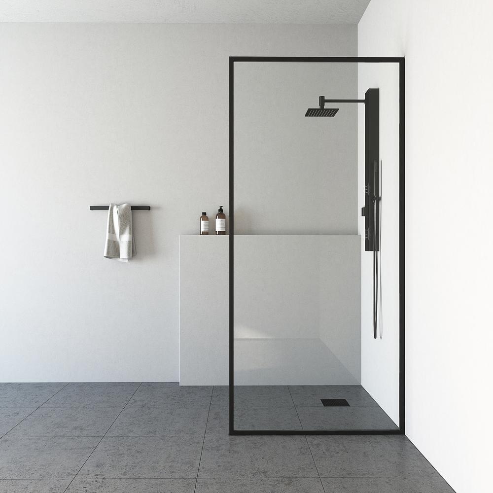 Bathroom Custom Glass Shower Panel Screen Matte Black Shower Screen Foshan Hosta Sanitary Ware
