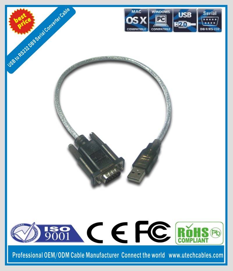 USB To DB9 Serial Converter Cable With FTDI Chipset - Shenzhen Utech ...