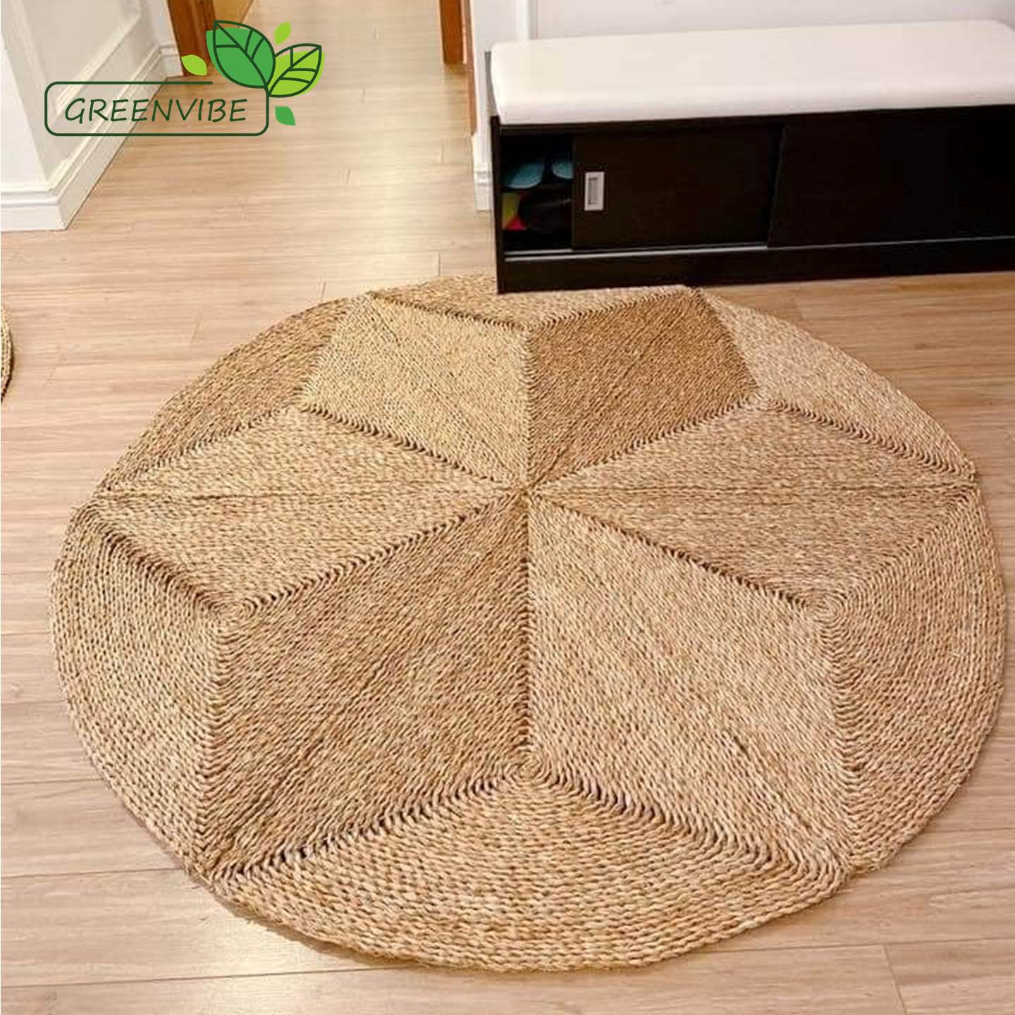 Vintage Round Straw Seagrass Rug Straw Carpet In Living Room From ...