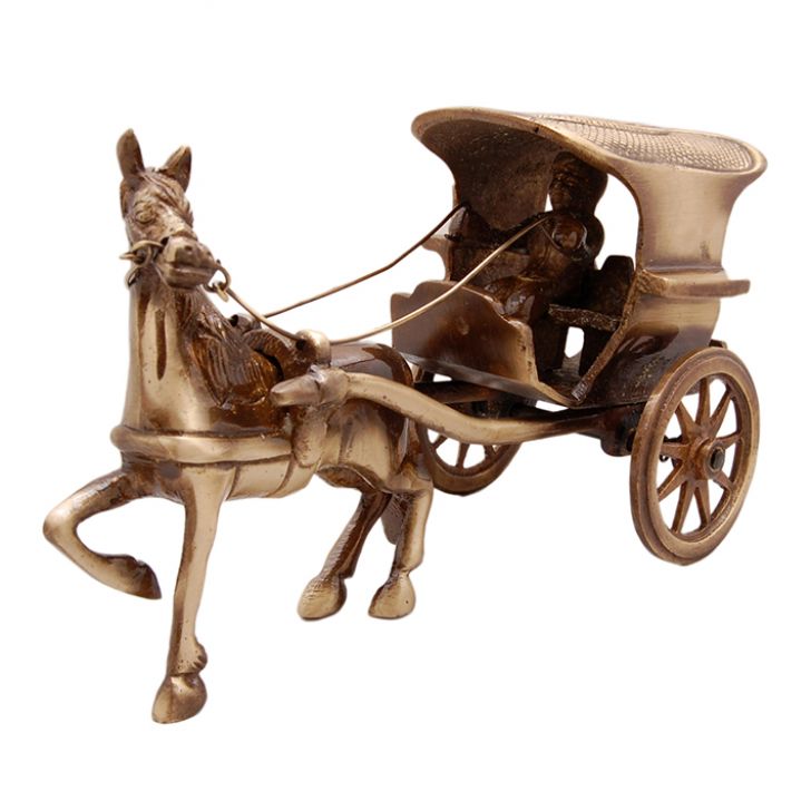 Decorative Beautiful Horse Cart Made By Brass Metal Showpiece