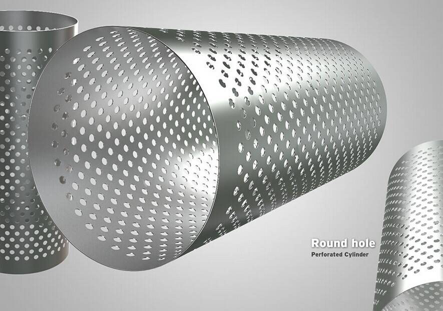 Round holes. Perforated Metal Sheet. Забор из перфорированного листа. Perforated Stainless Steel closure. Metal cylinder Black Steel.