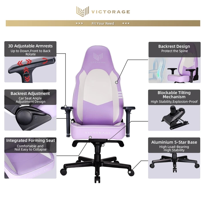VICTORAGE Computer Gaming Chair Office Chair Premium PU Leather(Purple)  2020 - Victorage INC
