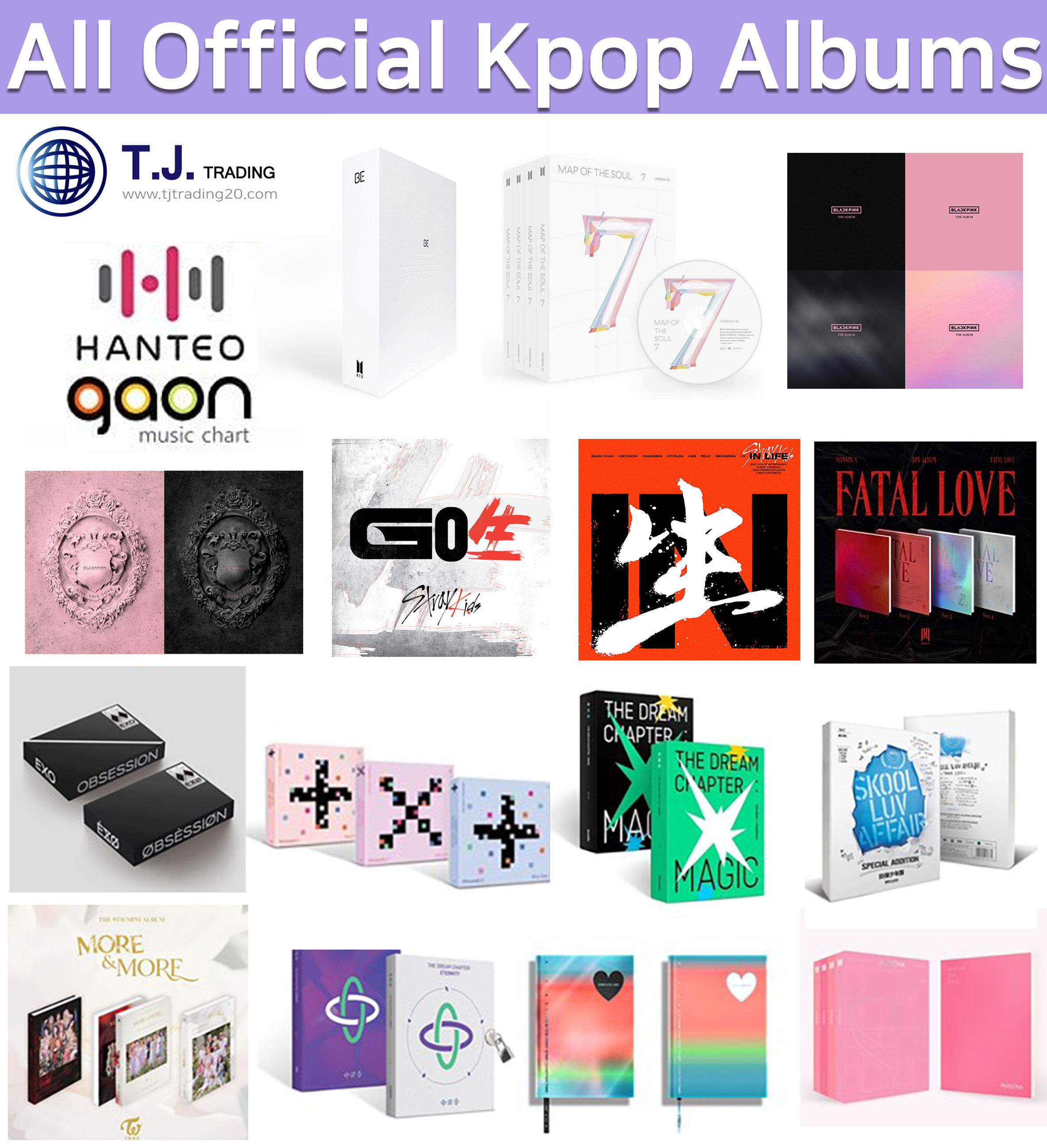 Wholesale All Official Kpop music album BTS Black Pink NCT EXO Bigbang SNSD  Mamamoo etc. - TJtrading
