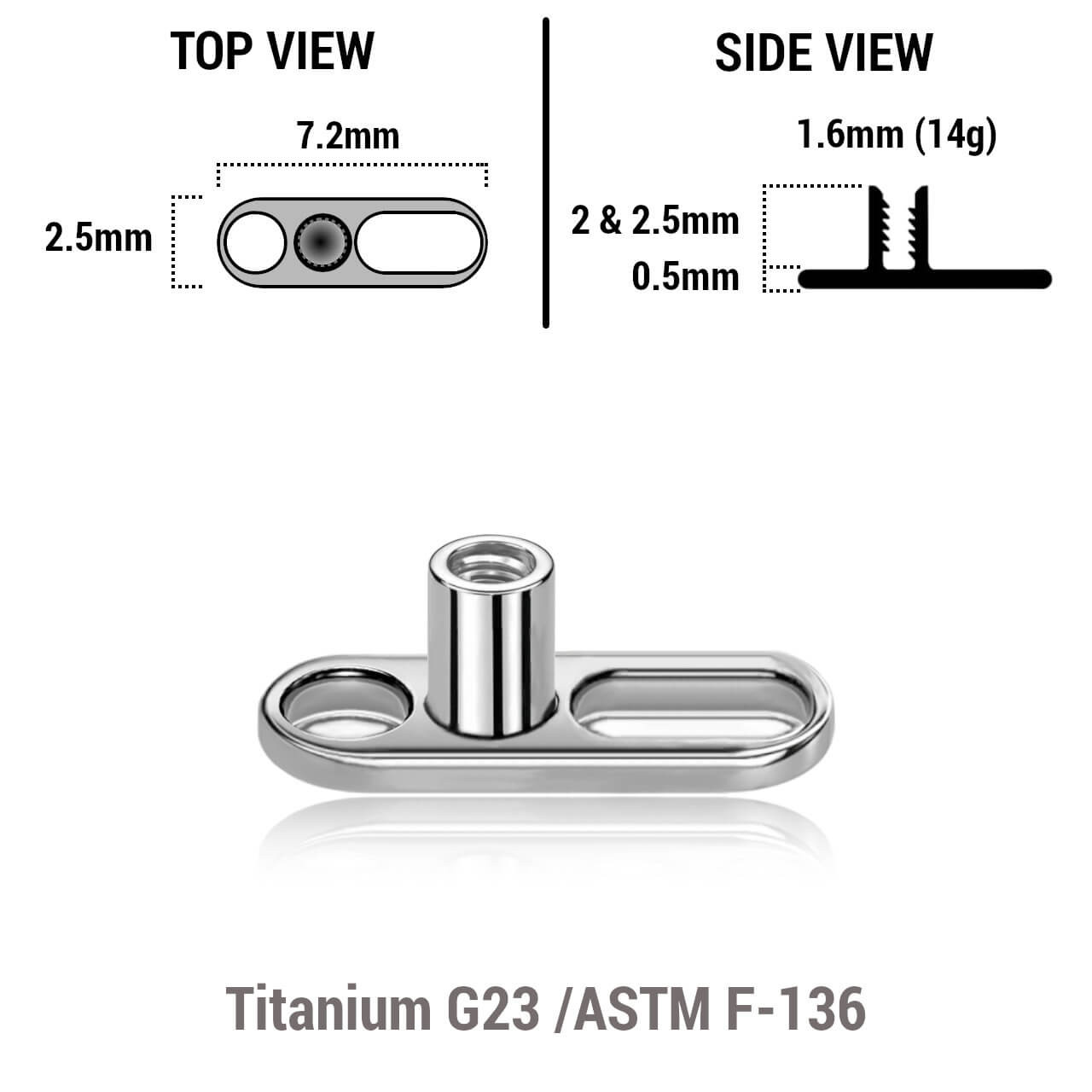 Dermal Anchor Base Plates With A Length Of 7.2mm With 1 Round Hole And ...