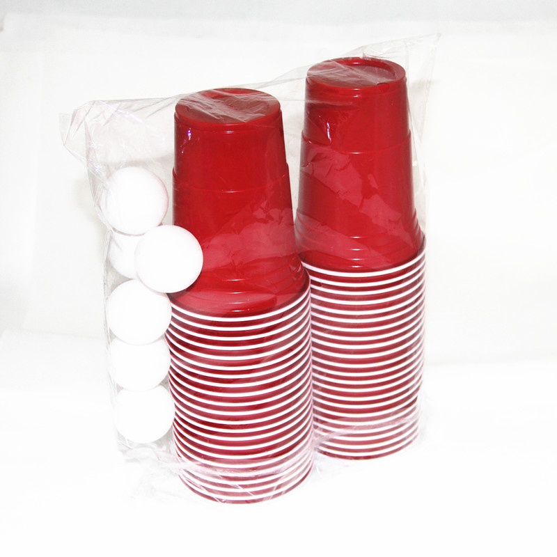 Original Plastic Beer Pong Red Cups Set 16 Oz 473 Ml 100 Cups 6 Beer Bong Balls Ningbo 6236