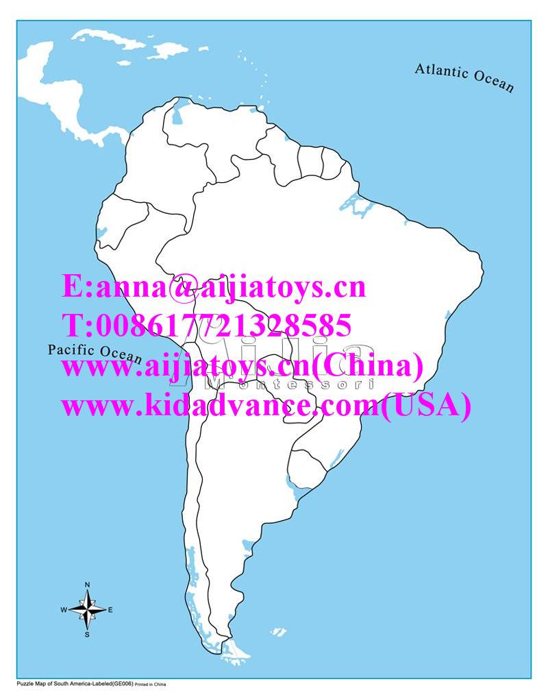 Montessori Unlabeled South America Control Mapmontessori Materials Toys Ai Jia Teaching 9292