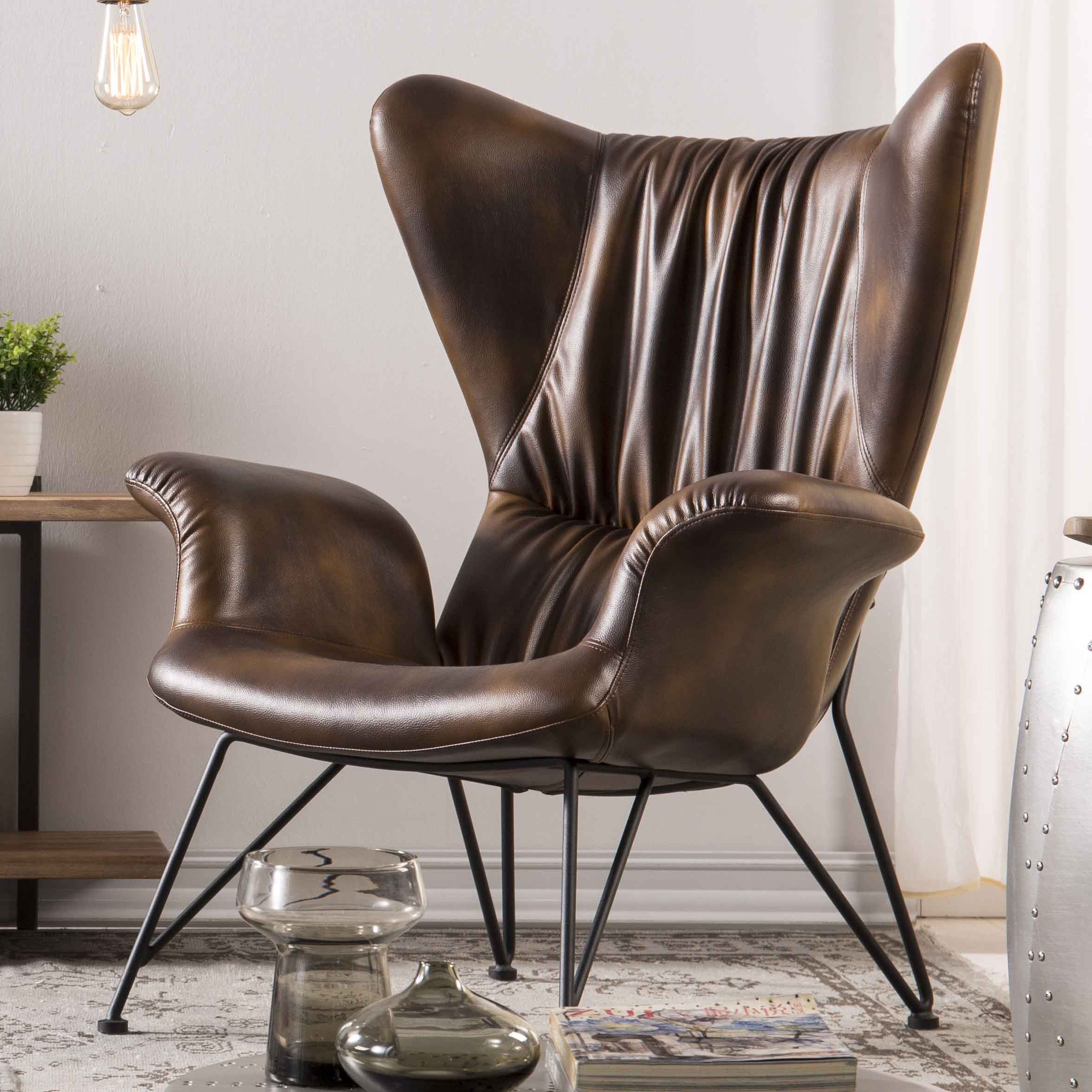 Industrial Style Living Room Chair Pu Leather Leisure 