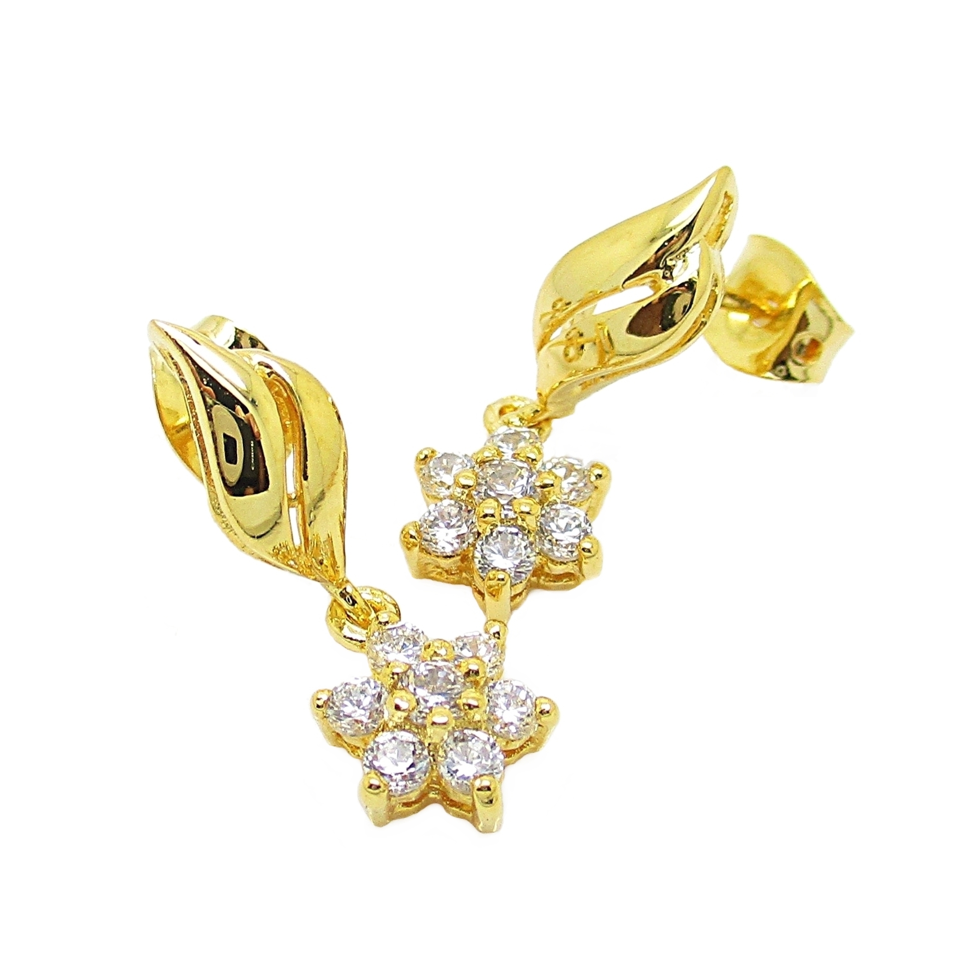 Dangling Earrings Flower Gold Plated - PS Gems2000 - ecplaza.net