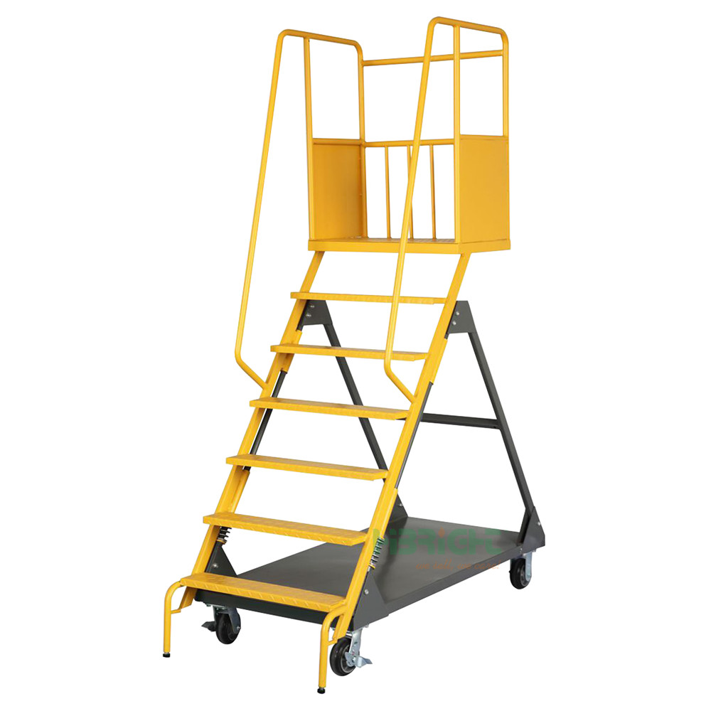 13m 6 Step Assembled Rolling Ladder With Platform Hibright Logistic