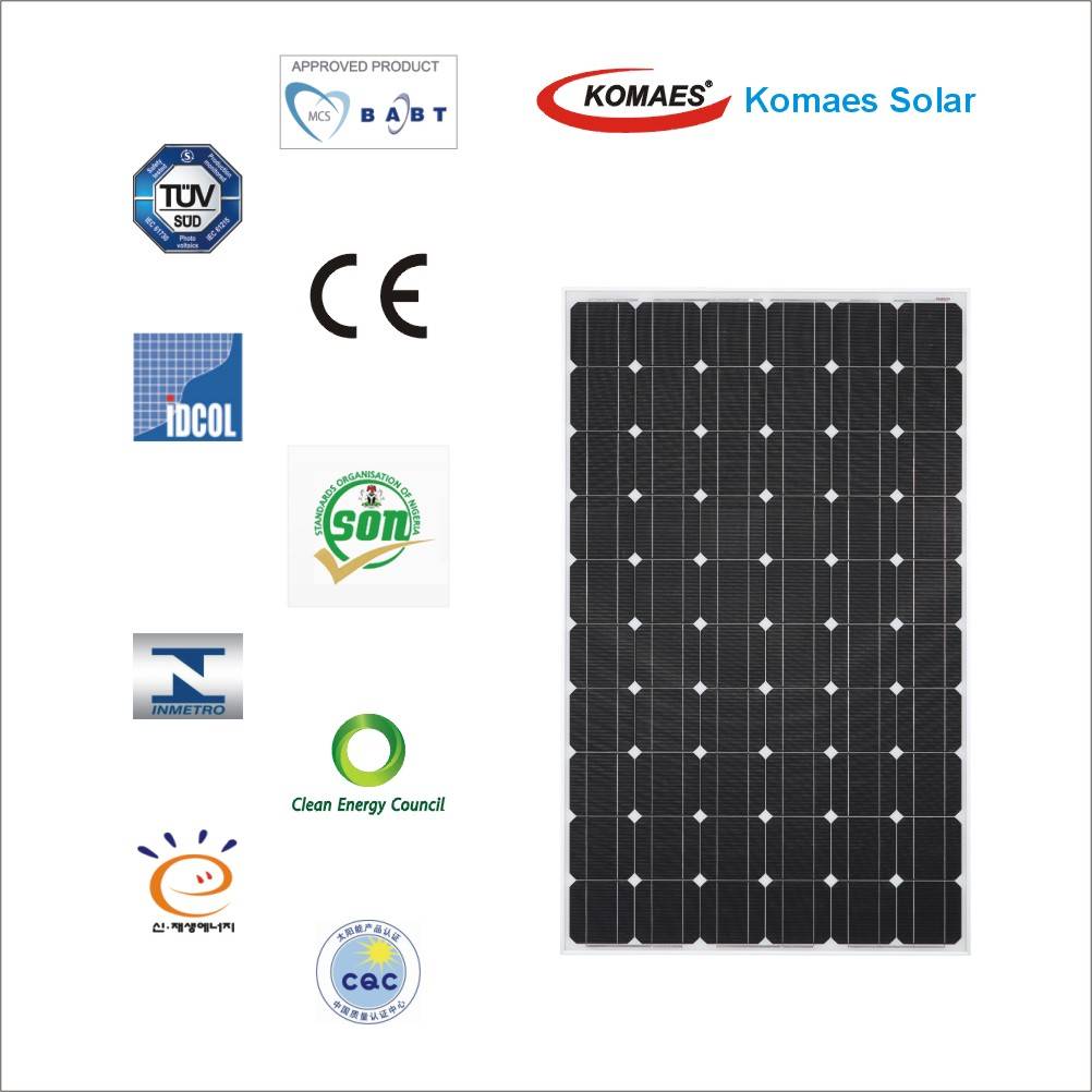 250W Solar System Monocrystalline Solar Module Solar Panel With TUV IEC ...