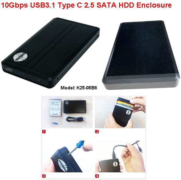 USB 3.1 Type C 2.5'' Sata SSD Hdd Enclosure With JMS580 - SHENZHEN ...