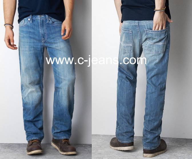 Men's Light Tinted Crackle Jeans, Relaxed Straight 2015 - Canton Jeans ...