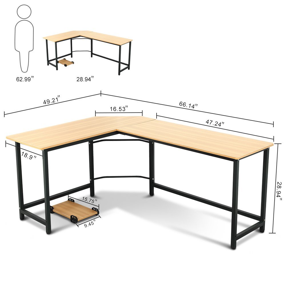 Modern L Shaped Desk Corner Computer Desk Pc Laptop Study Table