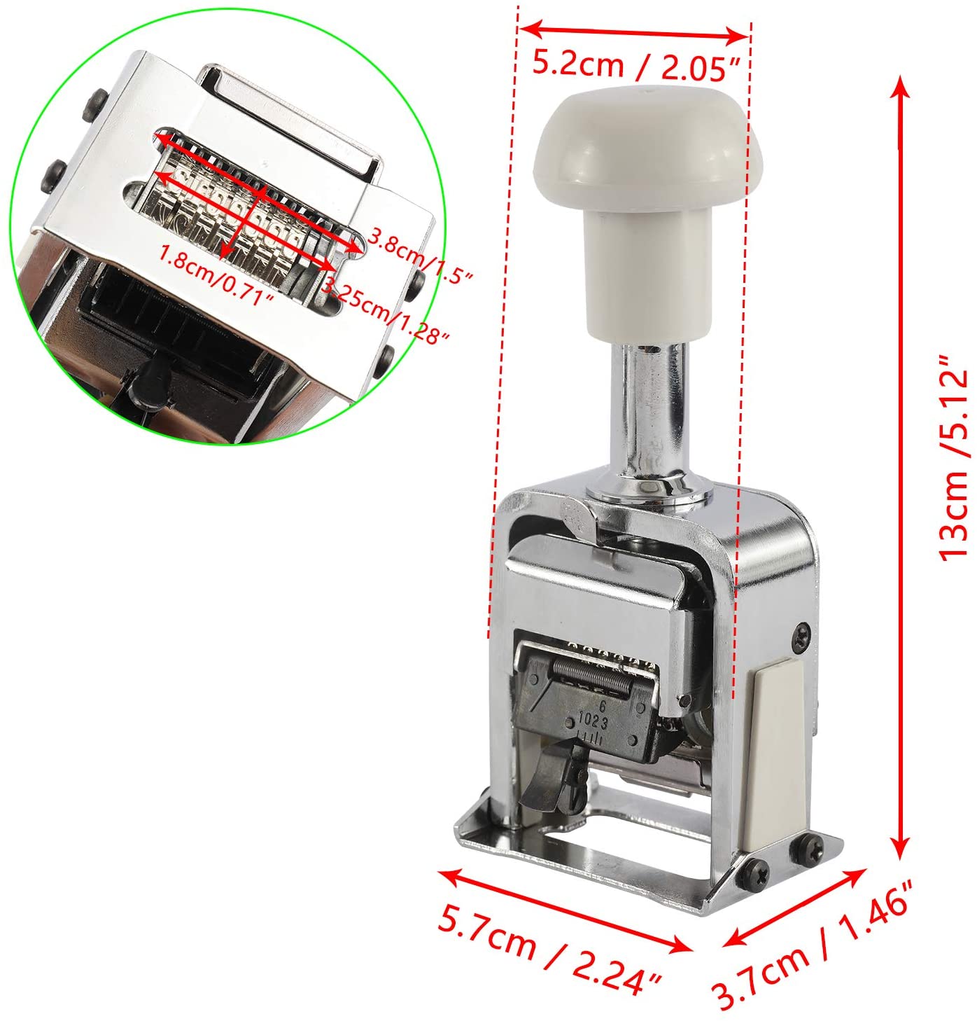 Automatic Number Stamp SENREAL Self Inking Number Stamps Kit Portable Numbering Machine with Metal Auto Jump Digits 2.3x1.4x5.1”-8 Digits 